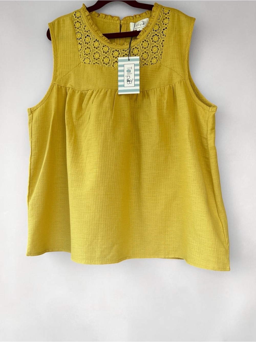 Tulip Floral Yoke Sleeveless Camisole - Yellow